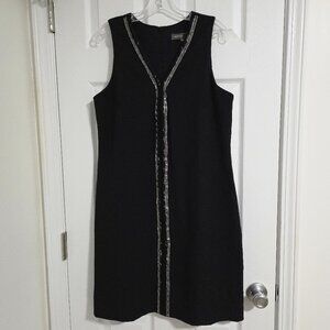 Donna Ricco Size 12 Black Beaded Sleeveless Party Cocktail Dress